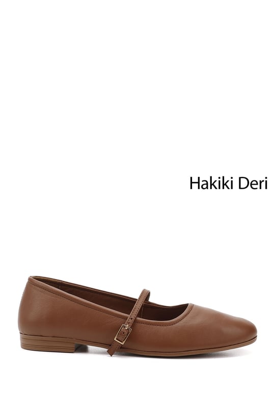 Kadın Taba Antik Mary Jane Hakiki Deri Babet