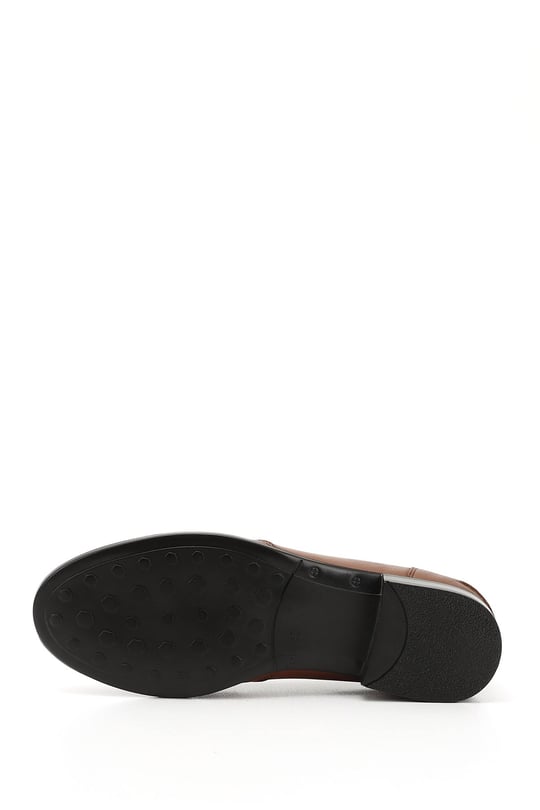 Kadın Taba Antik Tokalı Hakiki Deri Loafer Ayakkabı