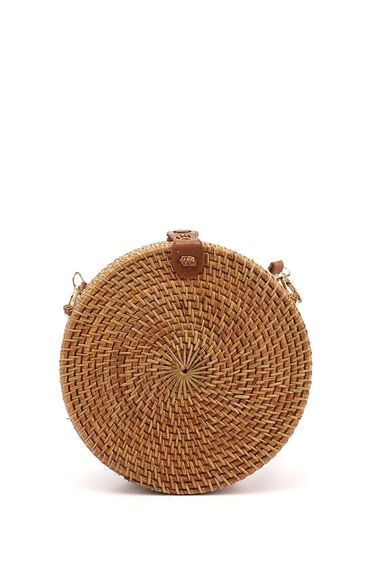 Women's Tan Wicker Wicker Woven Long Strapped Shoulder Bag