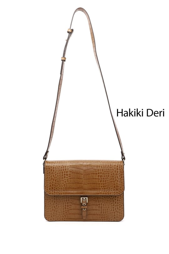 Kadın Taba Kroko Hakiki Deri Omuz Çantası