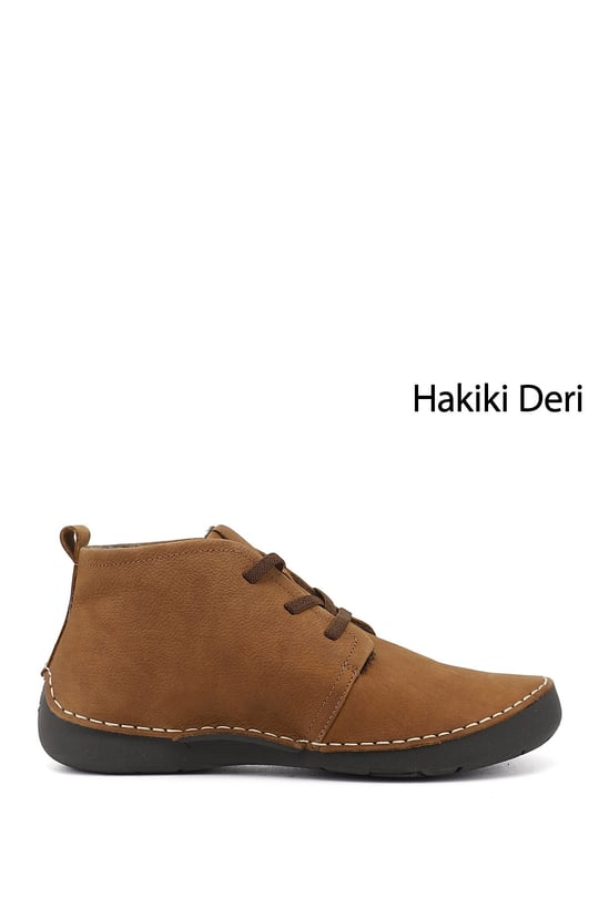 Kadın Taba Nubuk Bağcıklı Hakiki Deri Comfort Bot