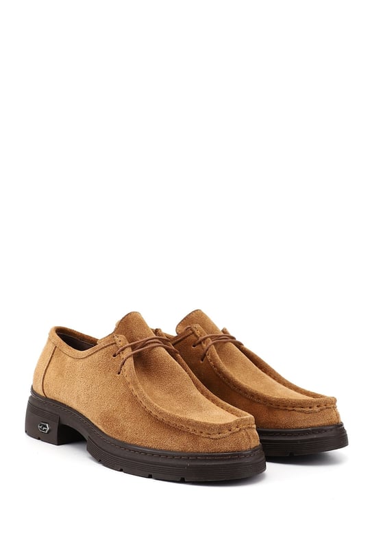 Women's Tan Suede Lace-up Genuine Leather Comfort Shoes