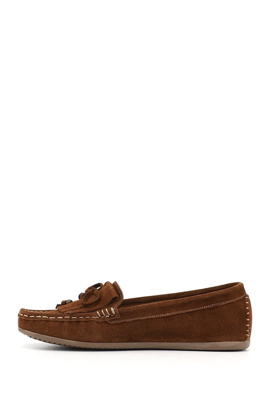 Kadın Taba Süet Fiyonklu Hakiki Deri Comfort Loafer
