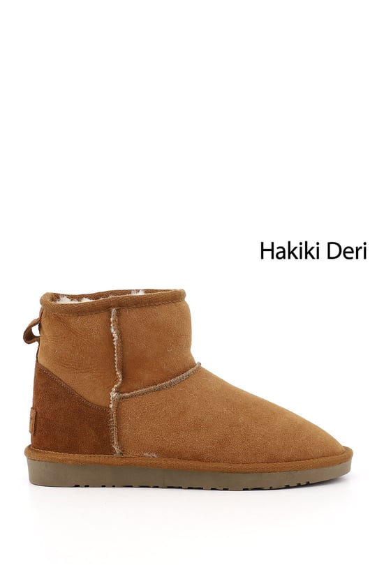 Kadın Taba Süet Kısa Hakiki Deri Kürklü Bot