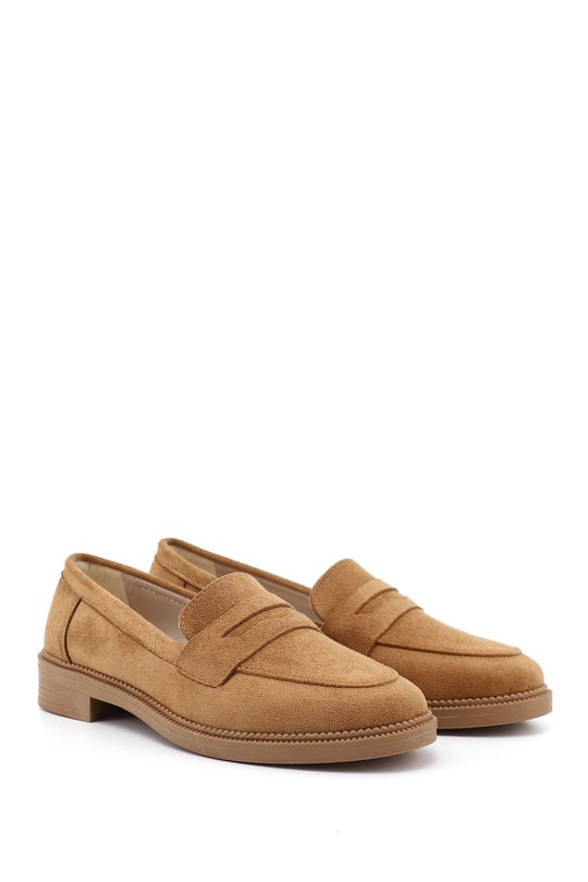Kadın Taba Süet Loafer Ayakkabı