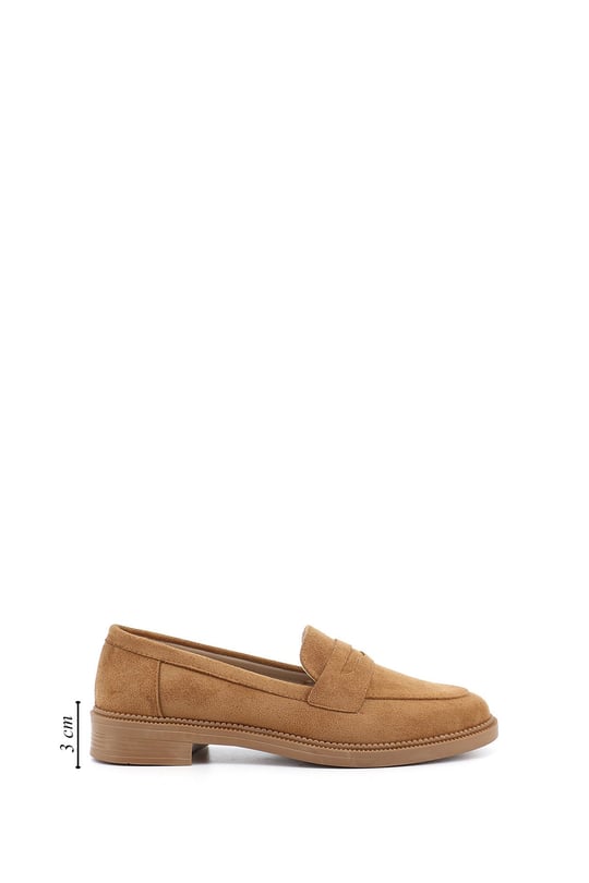 Kadın Taba Süet Loafer Ayakkabı