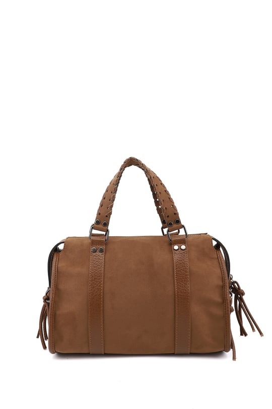 Women's Tan Suede Tan Hand and Shoulder Bag