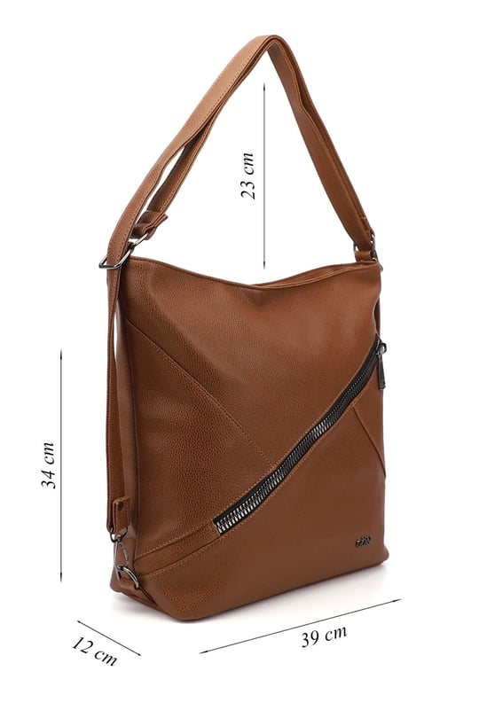 Women's Brown Long Strap Shoulder and Backpack Bag