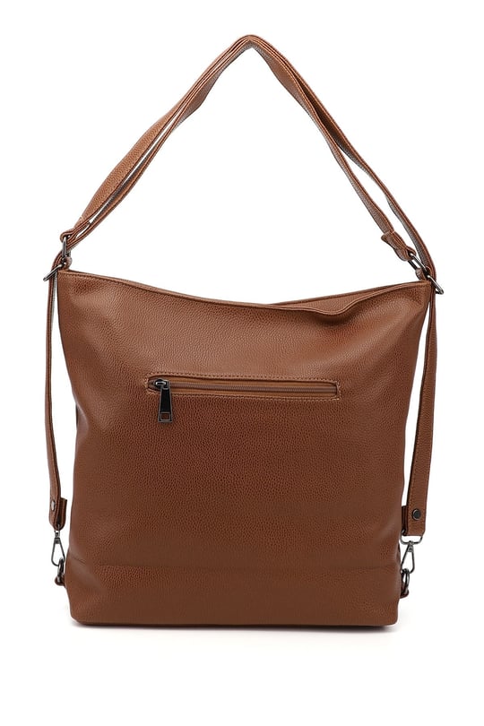 Women's Brown Long Strap Shoulder and Backpack Bag