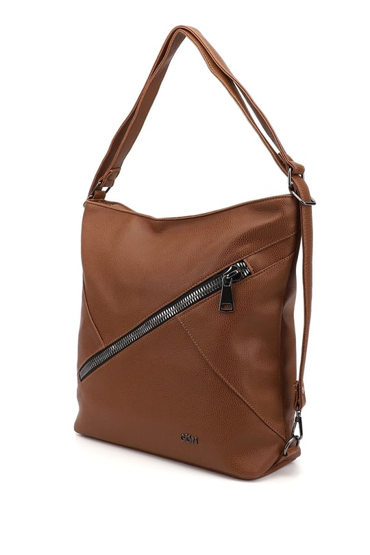 Women's Brown Long Strap Shoulder and Backpack Bag