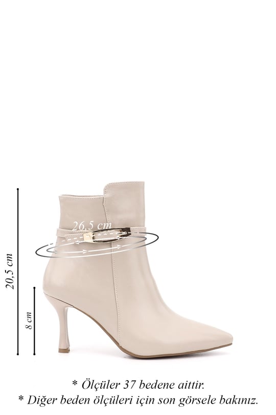 Women's Beige Zippered Thin-Heeled Boots