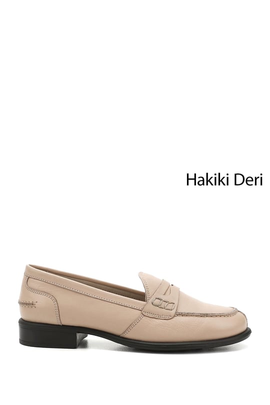 Kadın Ten Hakiki Deri Loafer Ayakkabı