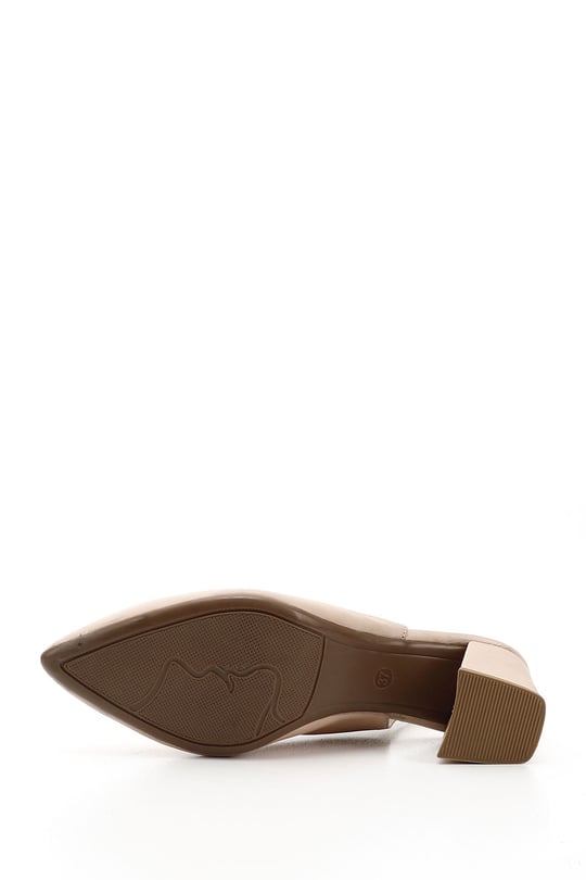 Women's Ten Thick Heel Open Back Genuine Leather Shoes