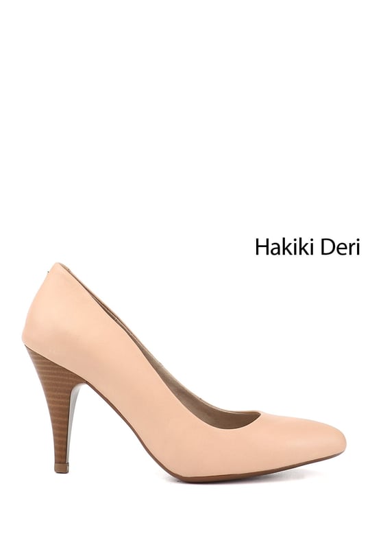 Kadın Ten Sivri Burun İnce Topuklu Hakiki Deri Stiletto