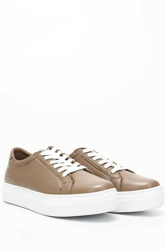 Kadın Vizon Antik Bağcıklı Dolgu Taban Hakiki Deri Sneaker