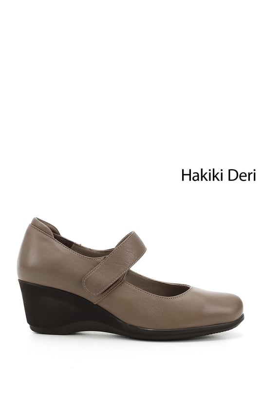 Kadın Vizon Antik Dolgu Taban Hakiki Deri Mary Jane Ayakkabı