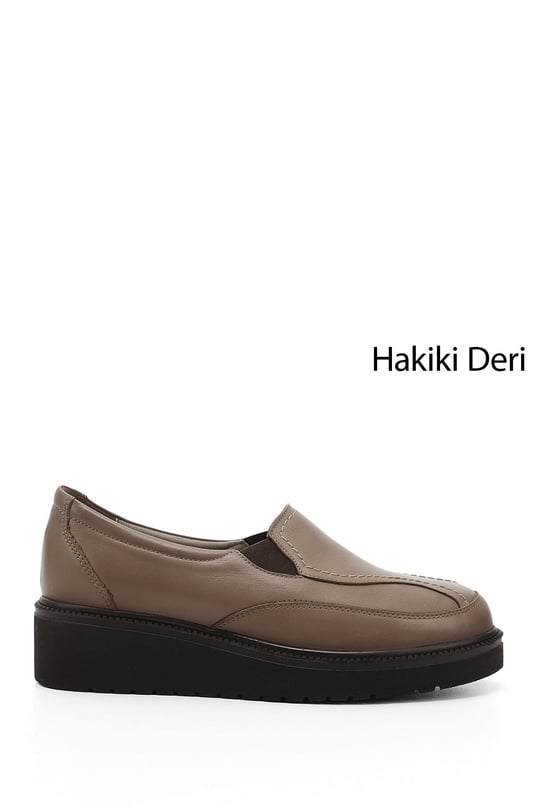 Kadın Vizon Antik Dolgu Taban Hakiki Deri Ayakkabı