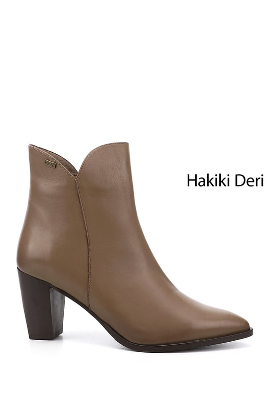 Kadın Vizon Antik Fermuarlı Sivri Burun Hakiki Deri Bot