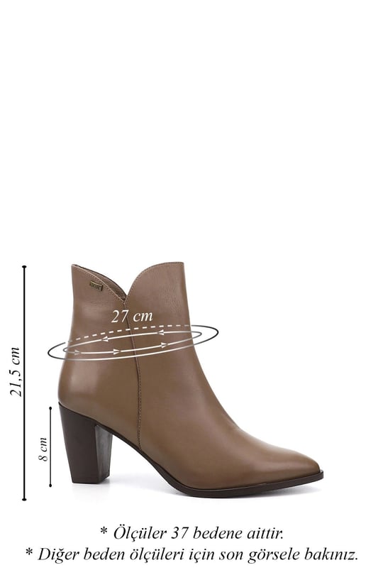 Women's Mink Antique Zipper Pointed Toe Genuine Leather Boots