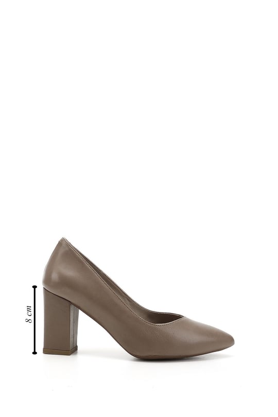 Women's Mink Antique Pointed Toe High Thick Heel Genuine Leather Shoes