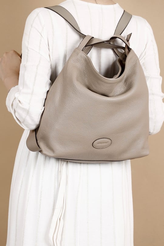 Women's Mink Floater Genuine Leather Shoulder and Backpack Bag