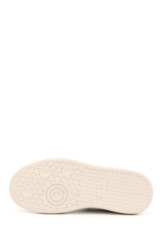Kadın Vizon Lastik Bağcıklı Dolgu Taban Hakiki Deri Sneaker