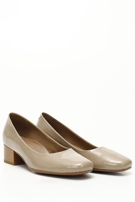 Gon Genuine Leather Round Toe Short Thick Heeled Women's Shoes 24100