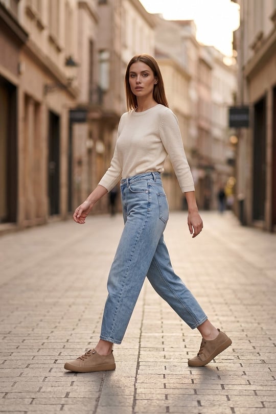 Kadın Vizon Süet Bağcıklı Hakiki Deri Sneaker