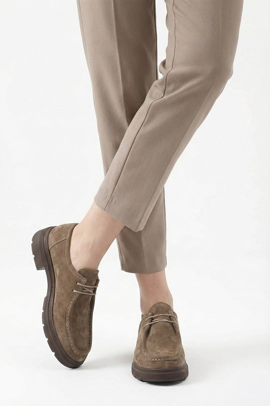 Women's Mink Suede Lace-up Genuine Leather Comfort Shoes