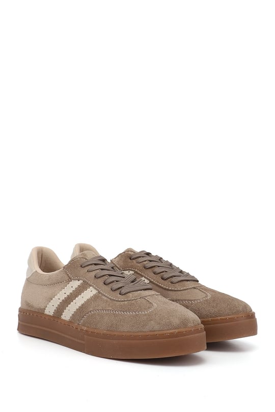 Kadın Vizon Süet Bağcıklı Sneaker