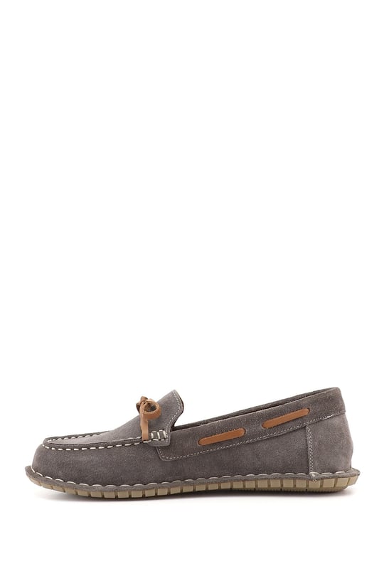 Kadın Vizon Süet Fiyonklu Rok Hakiki Deri Comfort Loafer