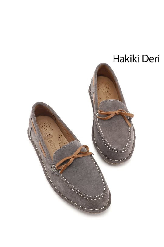 Kadın Vizon Süet Fiyonklu Hakiki Deri Comfort Loafer