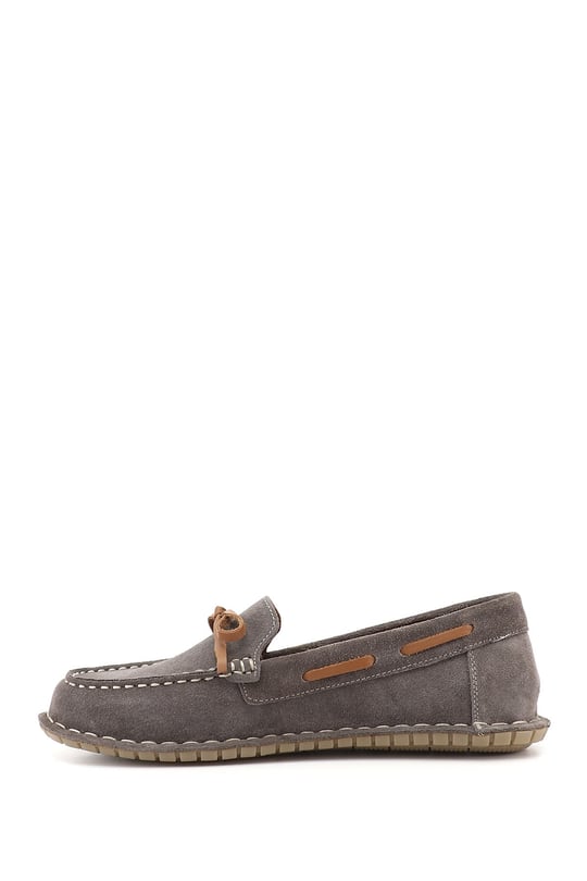 Kadın Vizon Süet Fiyonklu Hakiki Deri Comfort Loafer
