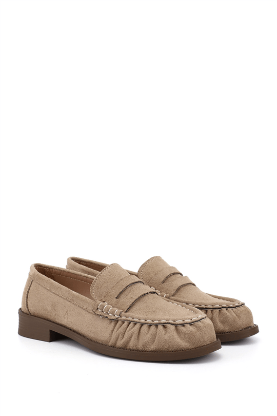 Kadın Vizon Süet Loafer Ayakkabı