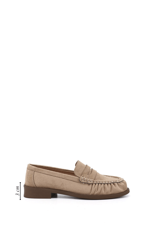 Kadın Vizon Süet Loafer Ayakkabı