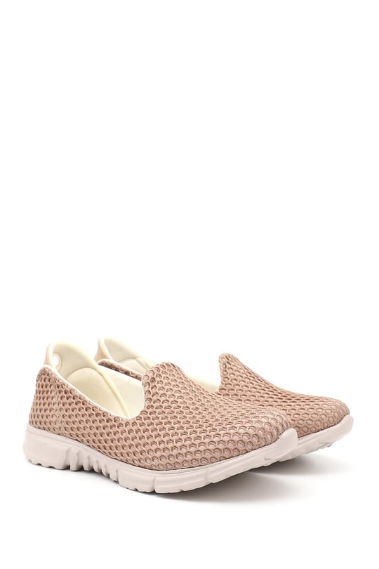 Kadın Vizon Triko Memory Foam Tabanlıklı Comfort Sneaker