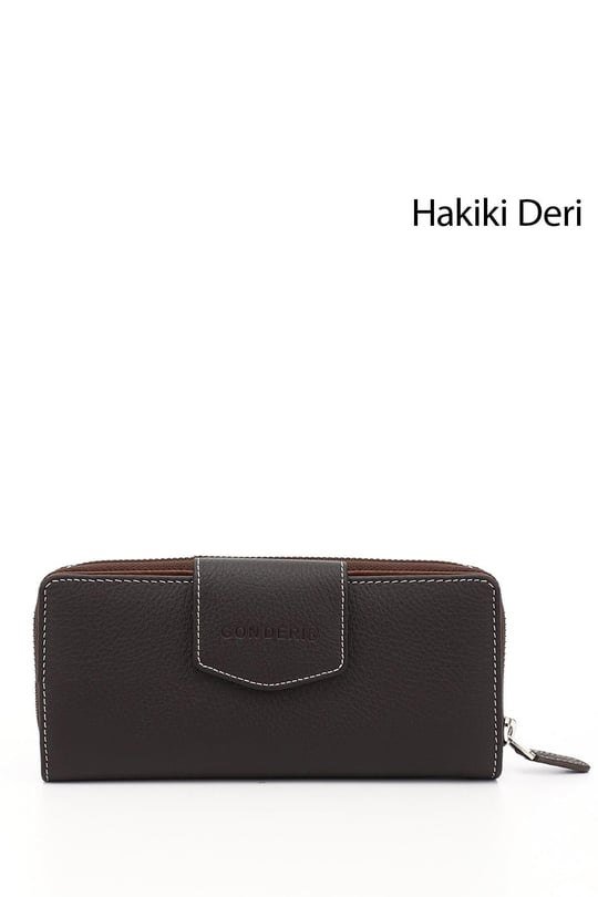Kahveye Taba Gön Hakiki Deri Kadın Cüzdan 06909