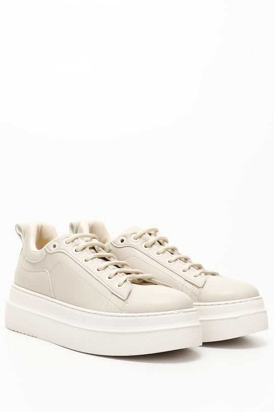 Nude Gön Yuvarlak Burun Dolgu Taban Bağcıklı Kadın Sneaker 35553