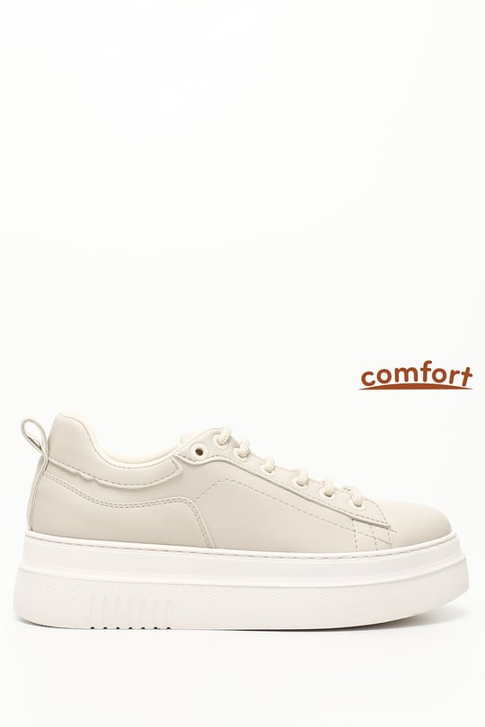 Nude Gön Yuvarlak Burun Dolgu Taban Bağcıklı Kadın Sneaker 35553