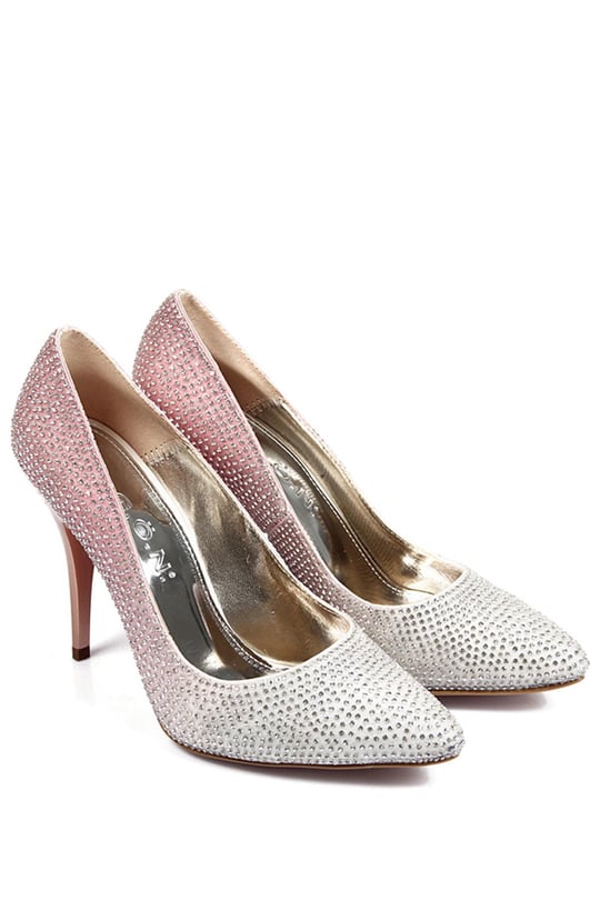Gön Pointed toe high thin heels Shiny Stone stiletto female evening dress shoes 95093