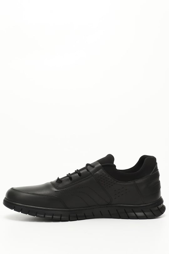 Siyah Gön Hakiki Deri Yuvarlak Burun Bağcıklı Günlük Erkek Sneaker 42284