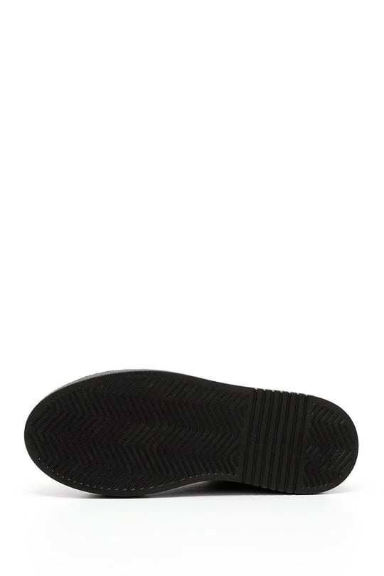 Siyah Gön Yuvarlak Burun Dolgu Taban Bağcıklı Kadın Sneaker 35553