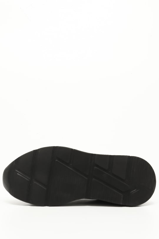 Siyah Gön Yuvarlak Burun Dolgu Taban Triko Kadın Sneaker 35190