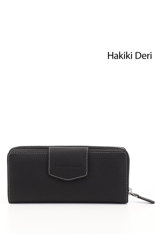 Siyaha Antrasit Gön Hakiki Deri Kadın Cüzdan 06909