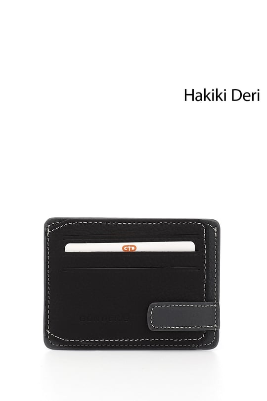 Siyaha Antrasit Gön Hakiki Deri Unisex Kartlık 06521
