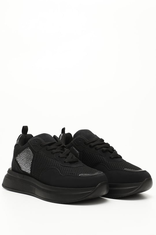 SİYAHA PLATİN Gön Bağcıklı Spor Kadın Sneaker 34655