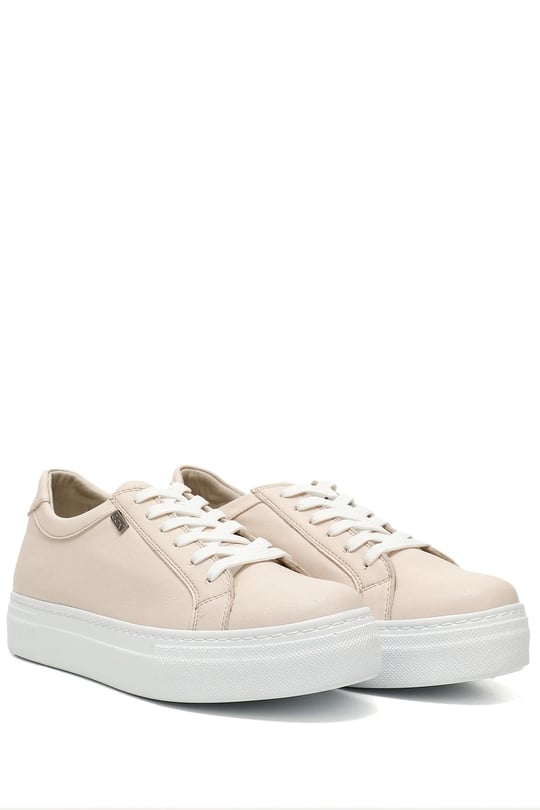 Ten Gön Yuvarlak Burun Düz Taban Bağcıklı Kadın Sneaker 04240
