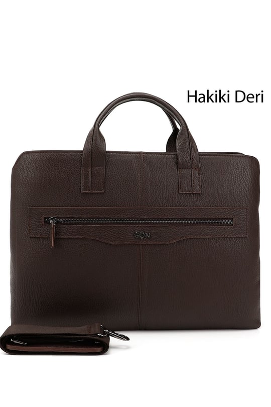 Unisex Kahve Antik Hakiki Deri Notebook Ve Evrak Çantası