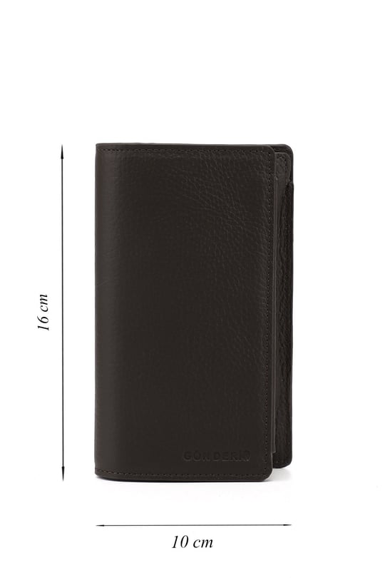 Unisex Kahve Floter Hakiki Deri Dikey Cüzdan