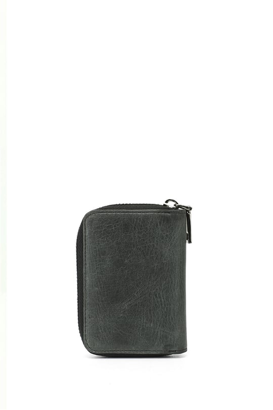 Unisex Siyah Crazy Hakiki Deri Dikey Kartlık